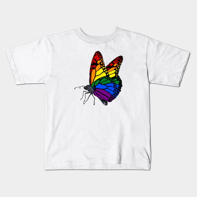 Rainbow Butterfly Kids T-Shirt by theartfulscientist